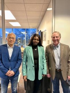 Professor Thomas Rossi, Maame Yaa Boakye '20, and Professor Zhaodan Huang